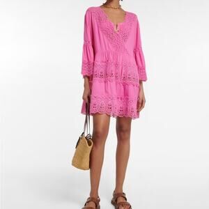 NWT Melissa Odabash Victoria Hot Pink Kaftan Beach Cover Up Mini Dress Sz S